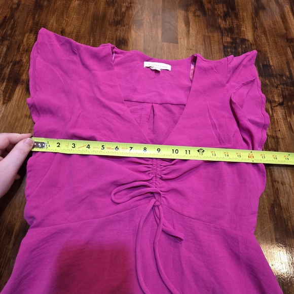 Monteau Vibrant Pink Midi Dress with cap flowy sleeves size Large cottegecore An - Picture 5 of 8